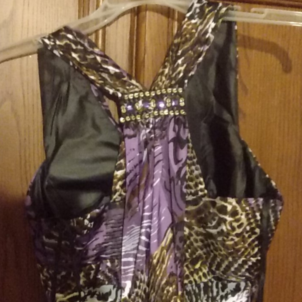 Animal Print Chiffon print dress with trains